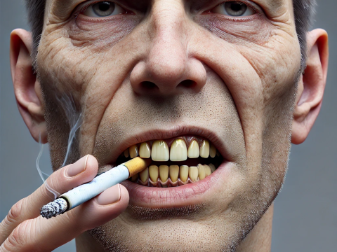 Dentition personne qui fume la cigarette