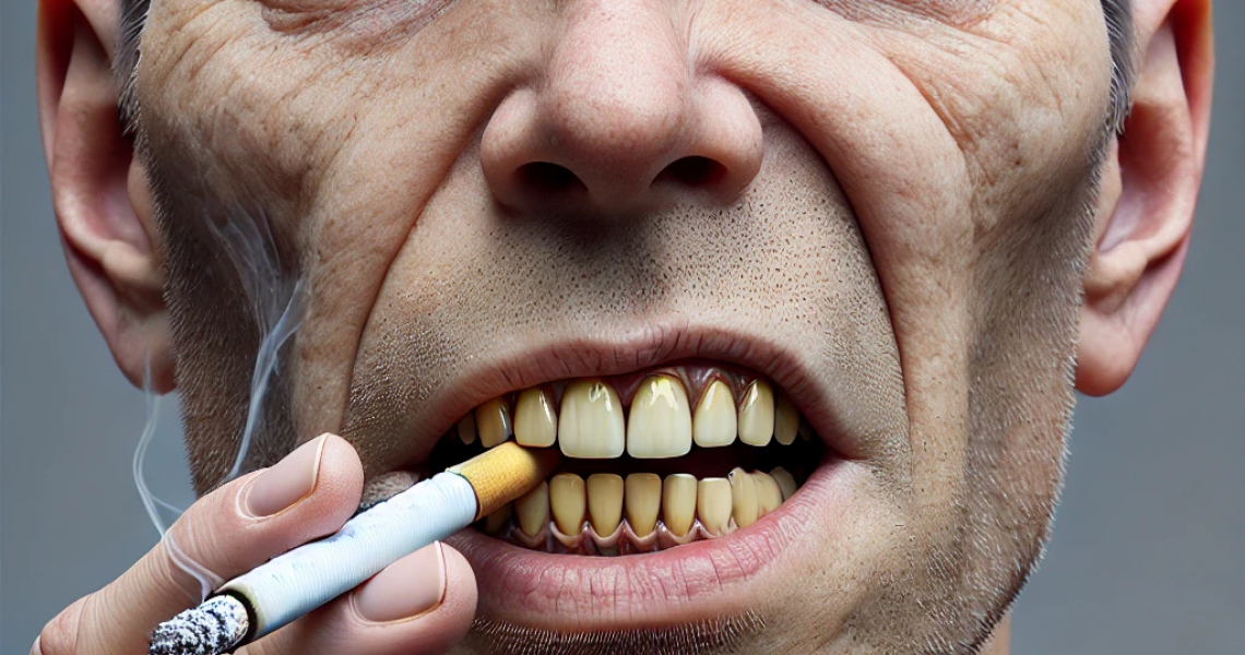 Dentition personne qui fume la cigarette Dentition personne qui fume la cigarette