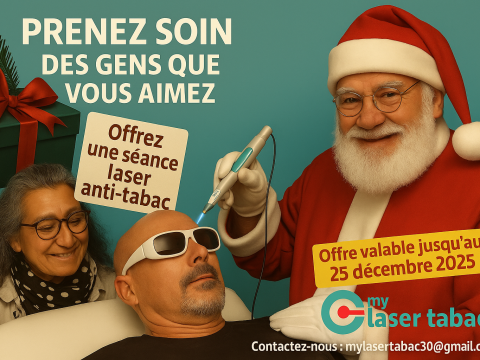 bon cadeau Noel, offrez une séance laser anti tabac Mylasertabac au gens que vous aimez