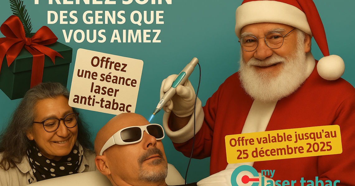 bon cadeau Noel, offrez une séance laser anti tabac Mylasertabac au gens que vous aimez