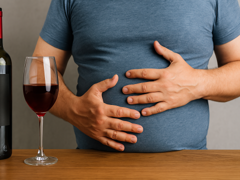 l'image montre un homme qui as un gros ventre du à la consommation d'alcool, il a une inflammation du pancréas.