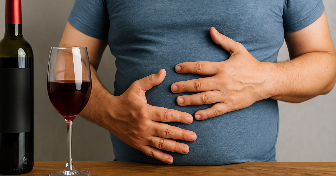 l'image montre un homme qui as un gros ventre du à la consommation d'alcool, il a une inflammation du pancréas.