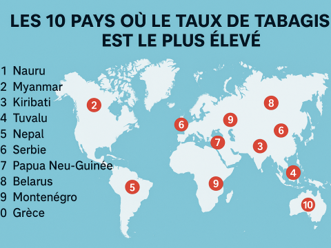 top 10 des pays ou la consomation du tabac est la plus élevé