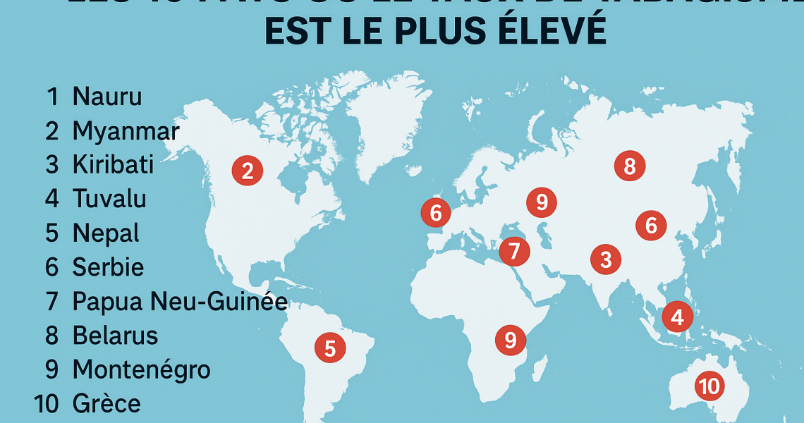 top 10 des pays ou la consomation du tabac est la plus élevé